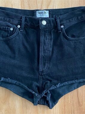 Agolde Black High-Rise Cutoff Denim Shorts